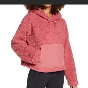 Zella Mauve Pink Cassie Shearling Hoodie Small NEW